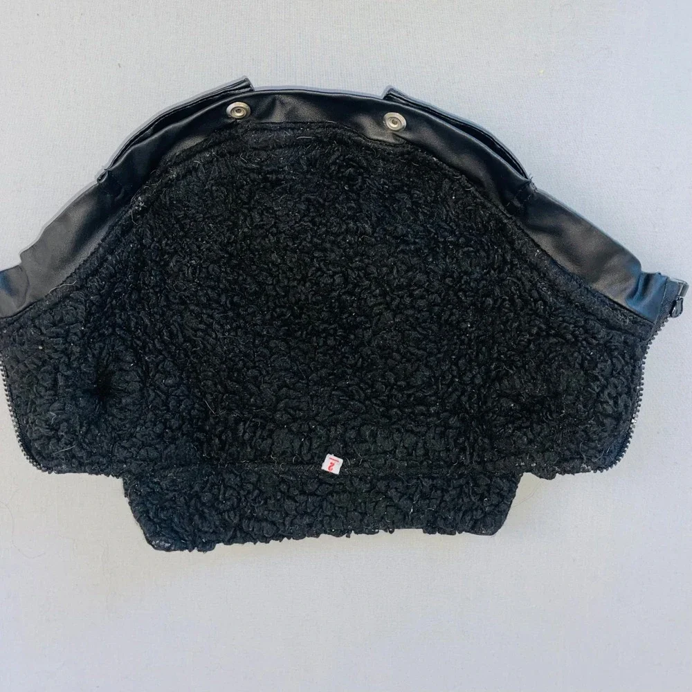 Harley-Davidson Biker Dog Jacket Faux Leather Black Silver Studs Size 2 Small